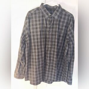 Kenneth Cole Gray & Black Plaid Button-Up Shirt Jacket